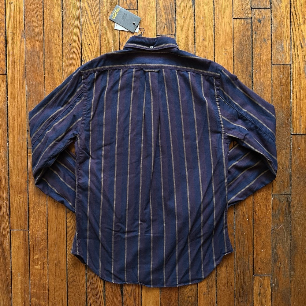 NWT Todd Snyder Stripe Buttonn Down Flannel Shirt Men Small‎ Navy Plum Preppy - Picture 7 of 9